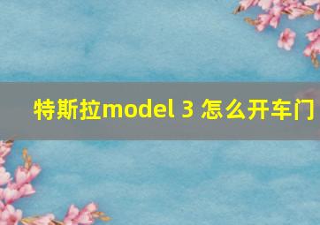 特斯拉model 3 怎么开车门